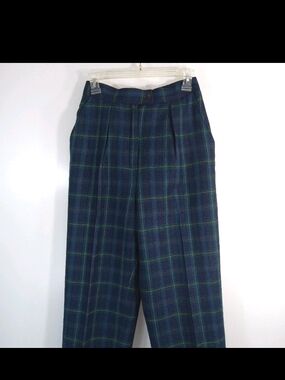 60s Evan Picone 100% Wool Tartan Plaid Pants Womens Sz 8 Lined *Holes Vtg